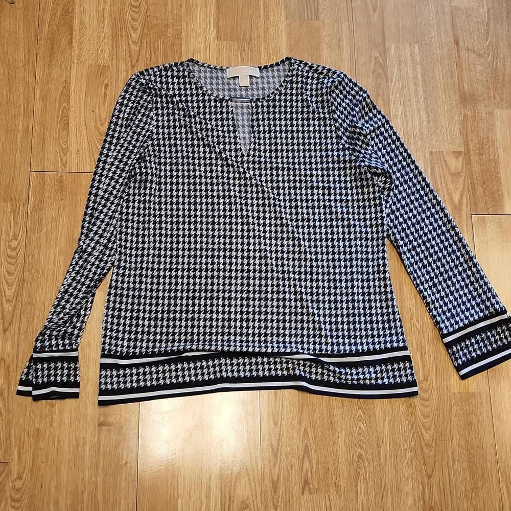 Michael Kors navy/white houndstooth tunic sz M